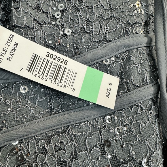 Silver, sequined, sleeveless dress with tie back - Picture 14 of 14